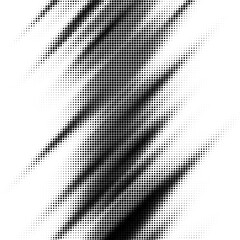 Poster - Black and white halftone background. Abstract illustration of round particles. The dots form shapeless images.