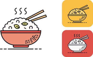 Fototapete - Set of Fried Rice vector design, Fried Rice icon vector design, Fried Rice vector design