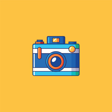 A drawing of a camera with a blue top and a blue top