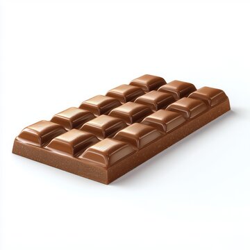 Glossy 3D model featuring a chocolate bar with photorealistic texture set against a clean white background