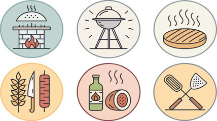 Fototapete - Grill Chicken icon design, Grill Illustration vector design, Set of grill vector design