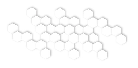 Poster - Abstract light grey and white hexagon 3d effect pattern with shadow seamless texture background. Use for book, poster, flyer, website vector illustration.