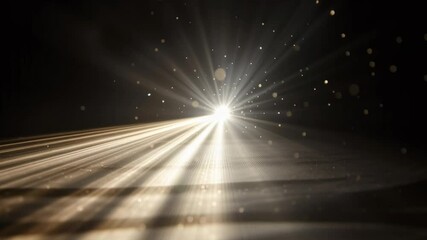 Poster - A bright light shining through a dark room. The light is coming from a car's headlight