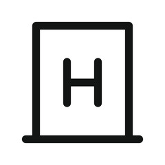 Poster - Hotel UI icon, building with H letter simple line user interface vector symbol with editable stroke