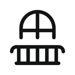 Poster - Hotel balcony view UI icon, balcony window simple line user interface vector symbol with editable stroke