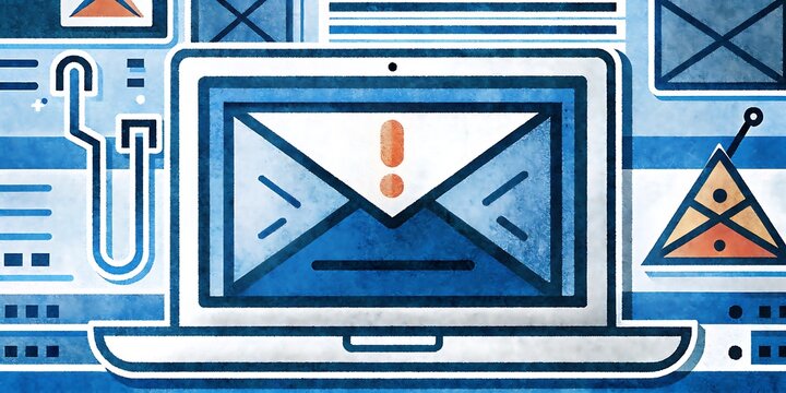 An email alert displayed on a laptop screen warns of a potential threat.