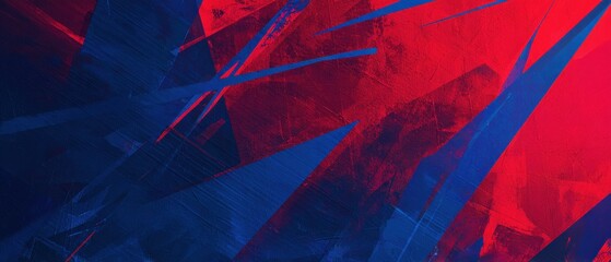 Poster - Dynamic abstract painting with bold red and blue brushstrokes creating a modern artistic texture and vibrant color background