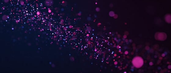 Poster - Abstract dark background with sparkling pink and blue bokeh lights, creating a magical and festive atmosphere for celebration and design