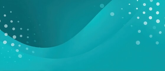 Poster - Abstract teal background with flowing curves and white dots pattern Modern backdrop with smooth gradient for presentation or graphic design