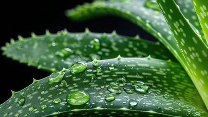Poster - A close-up shot of a plant with water droplets glistening on its leaves and stems