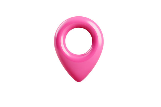 A Vibrant Pink 3D Rendered Map Location Pin Icon  Isolated on transparent background, cutout	
