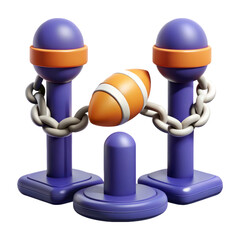 Aufkleber - A vibrant 3d rendering of an american football symbolically chained between two pillars against a dark background