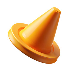 Poster - Vivid orange 3d rendering of a safety cone construction icon high quality 3d rendering icon on white background