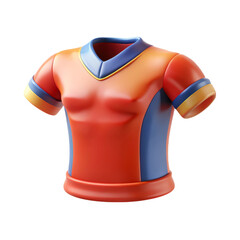 Poster - Vibrant 3d rendering illustration of a football jersey with colorful design isolated against a solid white backdrop high quality 3d rendering icon
