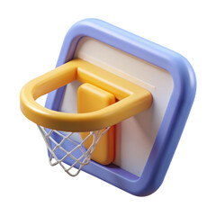 Leinwandbilder - A visually appealing high quality 3d rendering icon of a basketball hoop with a vibrant yellow and purple color scheme for sports theme