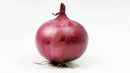 Poster - A single red onion sits on a clean white surface, perfect for photography or graphic design projects