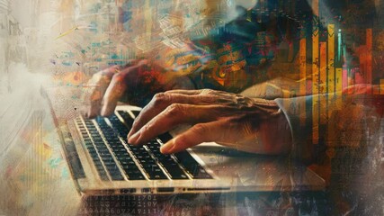 Poster - A close-up shot of a person working on their laptop