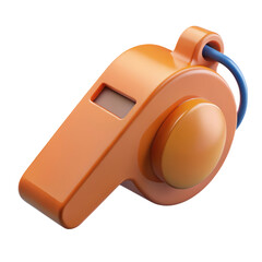 Leinwandbilder - Orange 3d rendering whistle with a blue cord a high quality isolated icon against a white background representing sports games and refereeing.