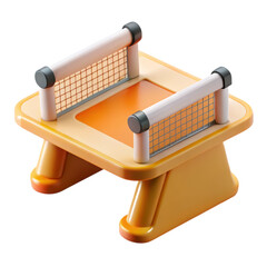 Leinwandbilder - Isometric view of a miniature yellow and orange volleyball net rendered in high quality 3d icon design