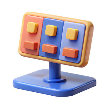 A vibrant high quality 3d rendering icon depicting a colorful abstract scoreboard ready for the land transportation isolated on white�background.