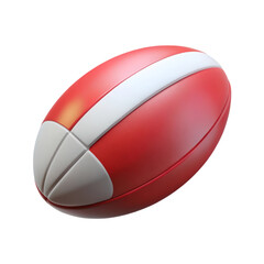 Poster - Realistic 3d rendering of a red and white rugby ball with a high quality look and isolated on white background