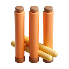 Leinwandbilder - Illustrative 3d rendering of cricket stumps and bails representing a team sport and victory on a white background