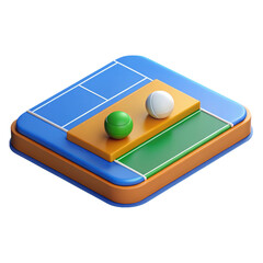 Poster - Isometric view of a tennis court design with a green and white ball as a high quality 3d rendering icon