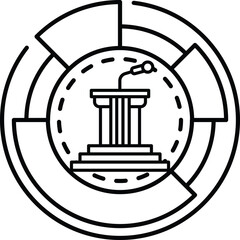Aufkleber - A black and white image of a podium with a microphone on it