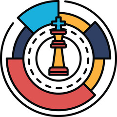 Aufkleber - A chess piece is on a round background with a red and blue circle