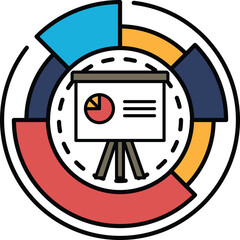 Aufkleber - A colorful circle with a white background and a red, blue