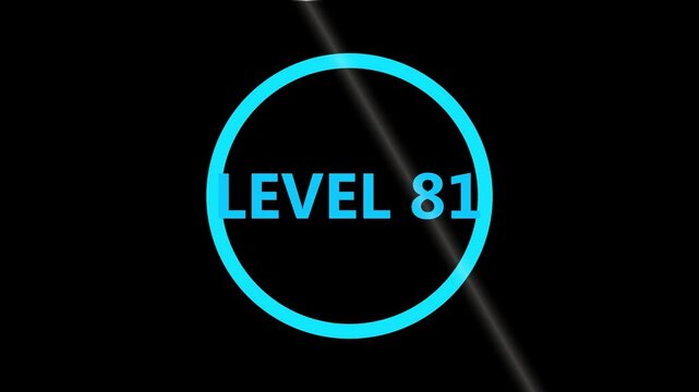 Level 81 text animation. level eight text font, level Up text animation. LEVEL- 81 text animation