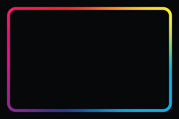 Fototapete - A vivid, rainbow-colored border frames a dark, empty space. The frame has rounded corners and uses a gradient of colors, creating an eye-catching display.