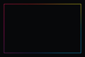 Fototapete - A simple image featuring a vibrant rainbow-colored rectangle set against a deep black background. The outline glows, creating a visual contrast and a modern aesthetic.