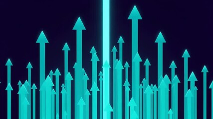 Poster - Abstract animation of teal arrows ascending, symbolizing growth, progress, ambition, and upward mobility