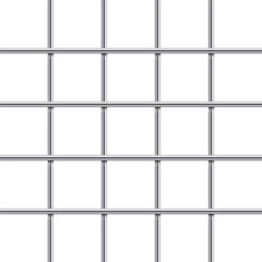 Aufkleber - A symmetrical grid of metallic lines intersects to form a pattern of squares against a white background. The metal bars create a sense of confinement or barrier.