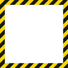 Poster - A square frame featuring yellow and black diagonal stripes. The frame surrounds a blank white space, providing a canvas for text or designs. Modern template element.