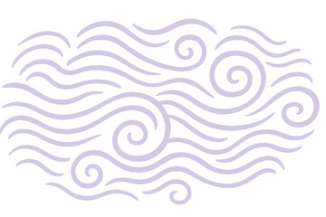 Poster - Purple wavy lines swirling into elegant spirals, forming dynamic abstract pattern against transparent background, perfect for graphic design