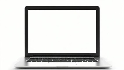Aufkleber - A laptop computer with a blank white screen ready for use or creativity