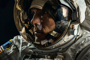 Poster - Cosmonaut in a protective spacesuit made generative AI technology