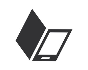 Poster - Sleek, minimalist icon of a smartphone with an abstract cover. Represents innovation, technology, and mobile communication. Great for app design  web use.