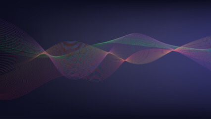 Fototapete - Abstract purple wave pattern flowing through dark gradient background