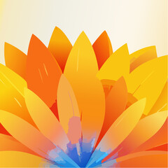 Poster - Abstract floral vector illustration with vibrant orange, yellow, and blue petals design