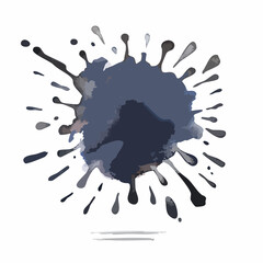 Poster - Artistic ink blot illustration with a watercolor effect in shades of blue and gray