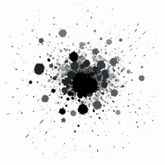 Poster - Black and gray ink splatter design element on a white background in vector format.