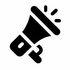 Poster - Black and white illustration of a megaphone icon indicating promotion and announcement