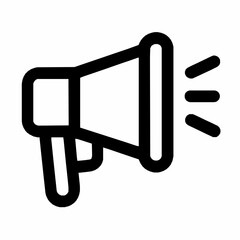 Poster - Simple minimalist outline icon of a megaphone representing announcement and promotion