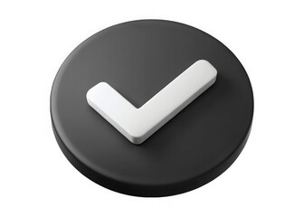 Aufkleber - 3d rendered white check mark on a dark gray circular button isolated on transparent background