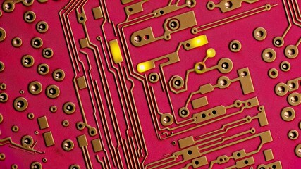 Poster - Close-Up of Etched Circuit Pattern on Metallic Surface Featuring Neo-Line Design Elements