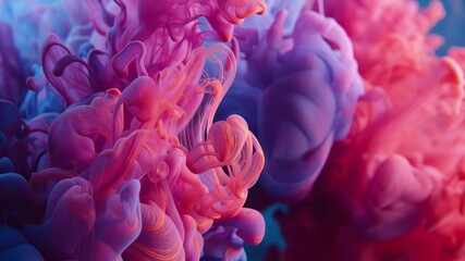 Poster - Vibrant Abstract Layers of Ink Ribbons Floating Like Smoke in a Colorful Cloud Formation