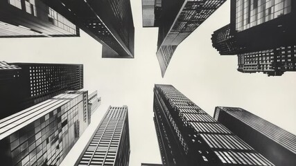 Poster - Urban landscape with buildings and streets, shot in monochrome